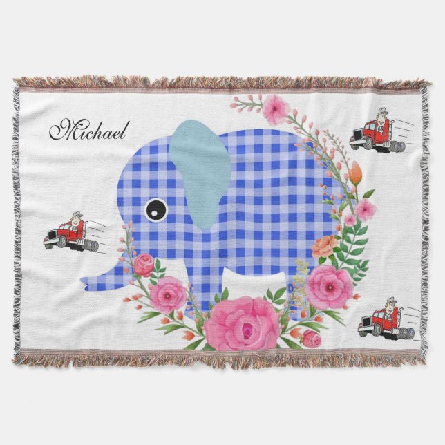 Blumenblauer Elefantenwurzelblanket Decke (Vorderseite)