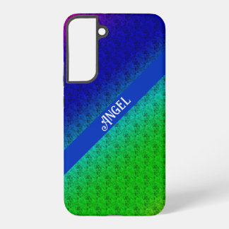 Blumenblauer grüner Regenbogen Diagonal Blendname Samsung Galaxy Hülle