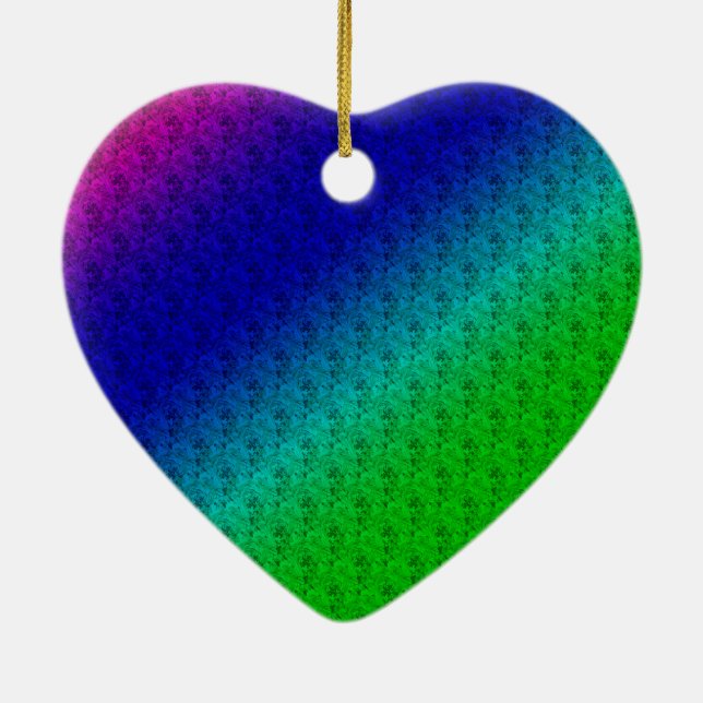 Blumenblauer grüner Regenbogen Gradient Diagonal B Keramikornament (Hinten)