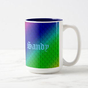 Blumenblauer grüner Regenbogen Gradient Diagonal B Zweifarbige Tasse