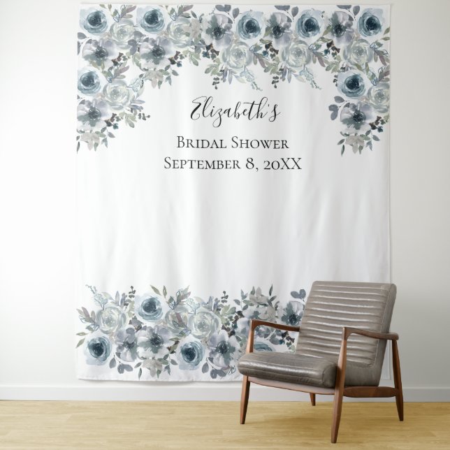 Blumenblauer Hintergrund Foto Prop Brautparty Wandteppich (Beispiel)