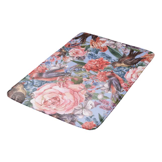 Blumenblauer Hintergrund Rose Hyacinth Wilde Blume Badematte (Schrägansicht)