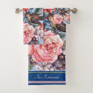 Blumenblauer Hintergrund Rose Hyacinth Wilde Blume Badhandtuch Set