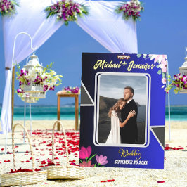 Blumenblauer Hochzeitstag Begrüßung Gestrickte Lei Leinwanddruck