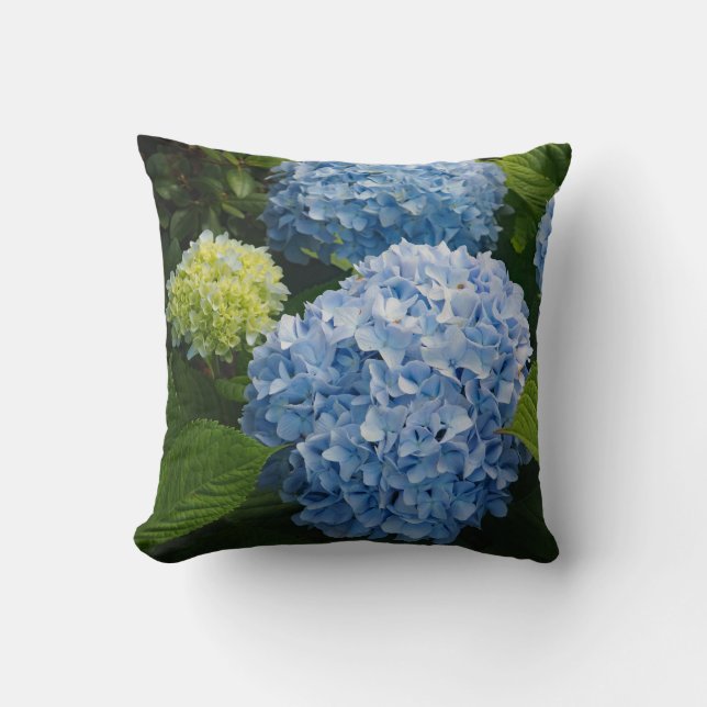 Blumenblauer Hydrangea-Foto Kissen (Vorderseite)
