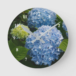Blumenblauer Hydrangea-Foto Runde Wanduhr