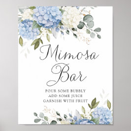 Blumenblauer Hydrangea Grüne Wedding Mimosa Bar Poster