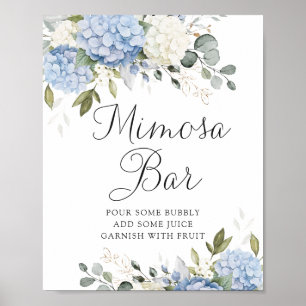 Blumenblauer Hydrangea Grüne Wedding Mimosa Bar Poster
