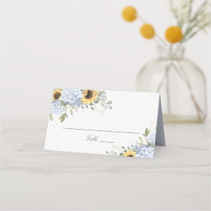 Blumenblauer Hydrangea Sonnenblume Hochzeitsstimmu Platzkarte