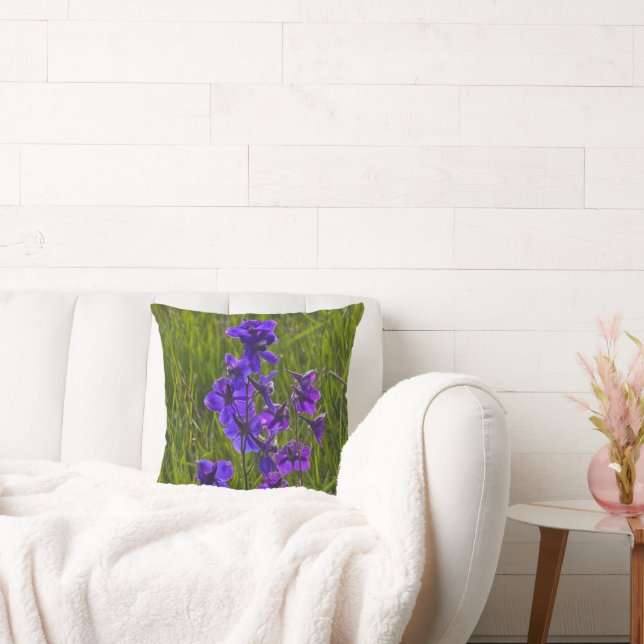 Blumenblauer Larkspur Blume Kissen (Liege)