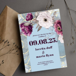 Blumenblauer Pfeil Save the Date Einladung