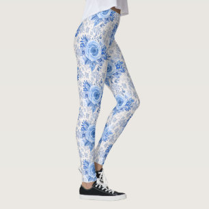 Blumenblauer Rose für Weiße Leggings
