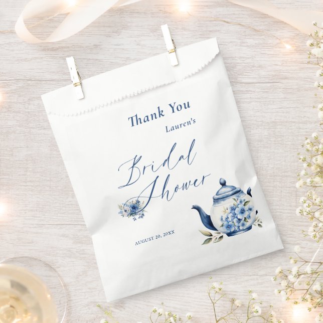 Blumenblauer Tee Party Brautparty Empfang Geschenktütchen (Ausgeschnitten)