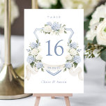 Blumenblauer Weißer Hydrangea Wappen Tischnummer<br><div class="desc">Bläserne Elegant Blue White Hydrangea Wappen Tischnummer</div>