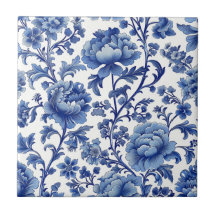 Blumenblauer & weißer Tile Zeitlose Wohngestaltung