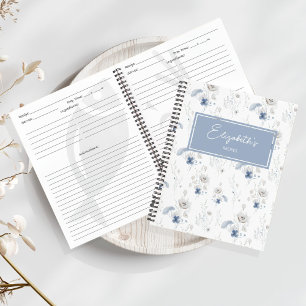 Blumenblauer Wildblume Personalisiert Rezept Notizbuch