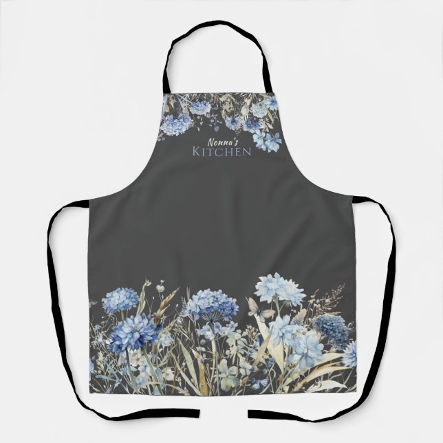 Blumenblauer Wildblumen Personalisiert Schürze (Vorderseite)