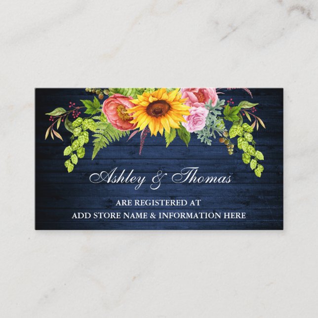 Blumenblume Blauer Hochzeitskarte Beipackkarte Begleitkarte (Vorderseite)
