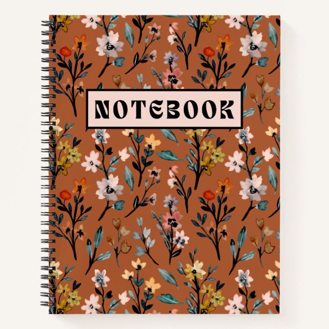 Blumenblume Erde Tone Spirale Notebook Notizbuch (Vorderseite)