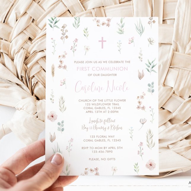 Blumenblume Erste Kommune Einladung (First Communion Invitation)
