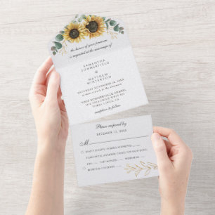 Blumenblume Eukalyptus Grüne Hochzeit All In One Einladung