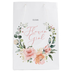 Blumenblume Girl Pink Wasserfarbenfrohe Hochzeit Mittlere Geschenktüte