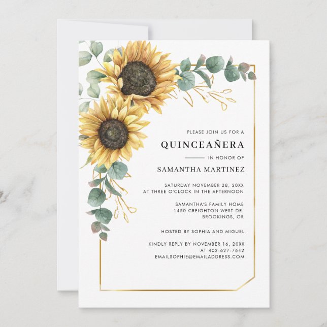 Blumenblume Quinceanera 15. Geburtstagsparty Einladung (Vorderseite)