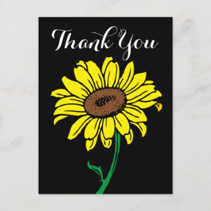 Blumenblume Vielen Dank Schwarz & Gelb Blumen Postkarte