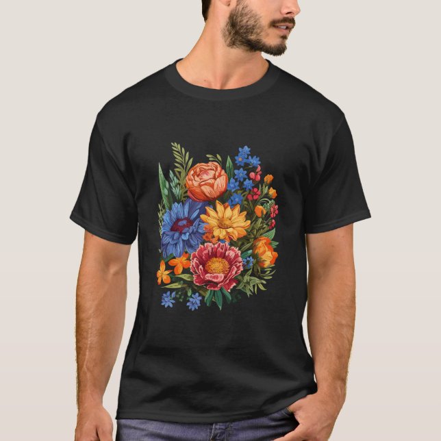 Blumenblume Wildblume Sommer farbenfroh blühendes  T-Shirt (Vorderseite)