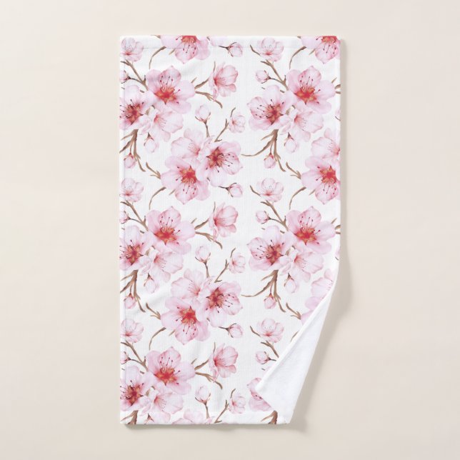 Blumenblumen Blüten Rosa Weiß Handtuch (Handtuch)