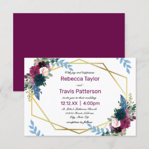 Blumenblumen Mod Plum - Einladung zur Hochzeit 3x5