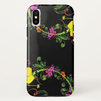 BlumenBlumen-Schwarz-Telefon - starker iPhone X iPhone X Hülle