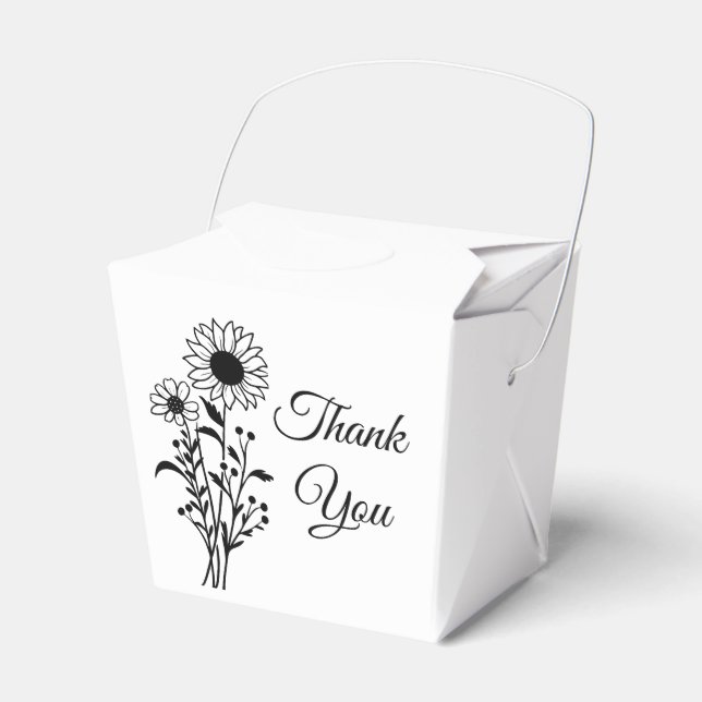 Blumenblumen Schwarz-weiß Hochzeit Vielen Dank Geschenkschachtel (Vorderseite)