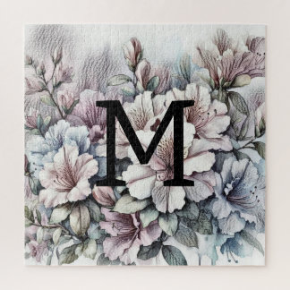 Blumenblumen zeichnend Monogramm rosa blaue Azalee