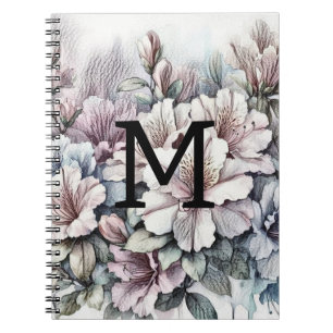 Blumenblumen zeichnend Monogramm rosa blaue Azalee Notizblock