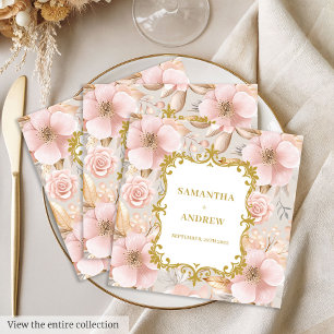 Blumenblush Gold Hochzeitspapier Napkins Serviette