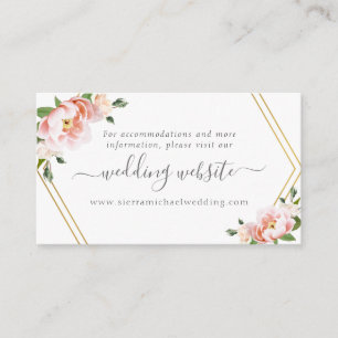 Blumenblush Gold Mint Green Wedding Website Begleitkarte