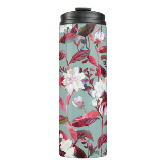 Blumenblüte. Wasserfarbene Blume nahtlos. Thermosbecher