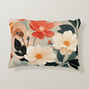 Blumenblüten aus Pfirsich und Creme Dekokissen