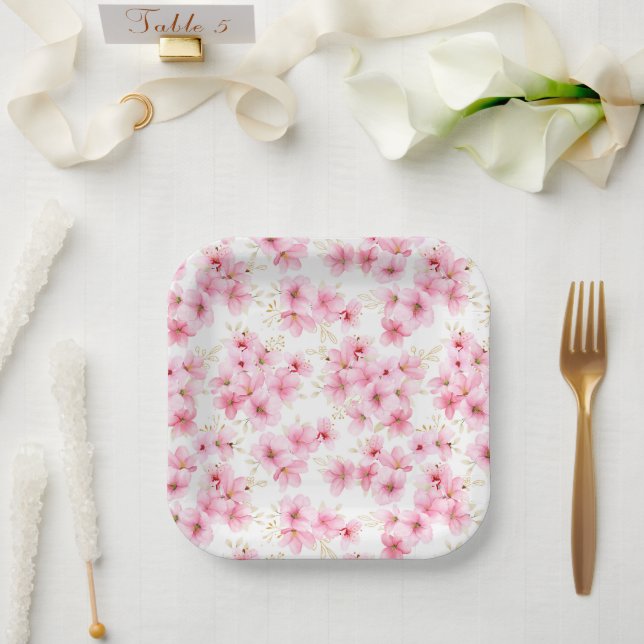 Blumenblüten drucken pappteller (Hochzeit)