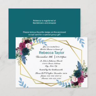 Blumenblüten Mod Aquamarin - 3x5 Brautparty Einlad Einladung