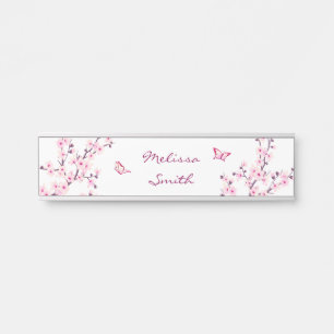Blumenblüten Monogramm Rosa Weiß Türschild