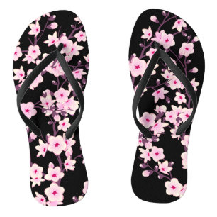Blumenblüten Rosa Schwarz Flip Flops