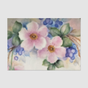 Blumenblüten und Blueberries - Gewebe Seidenpapier