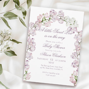 Blumenbogen Süße Erbse Baby-Brunch elegante Lavend Einladung