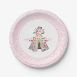 BlumenBoho Stammes- Teepee-Mädchen-Babyparty Pappteller