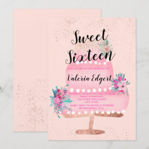 Blumenbonbon 16 kuchen des modernen einladung