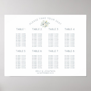 Blumenbouquet 8 Tische 80 Quadratisches Sitzplan Poster