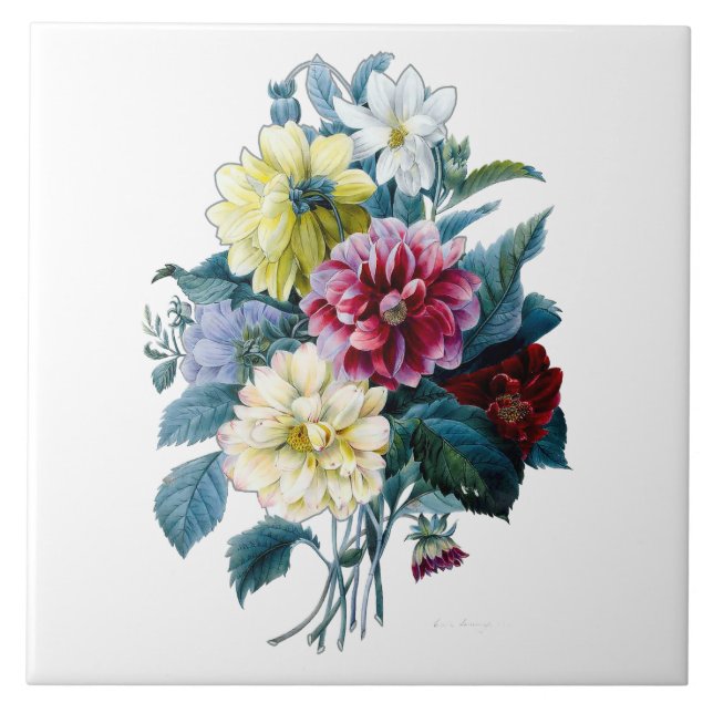 BlumenBouquet aus gemischten Dahlien Fliese (Vorderseite)