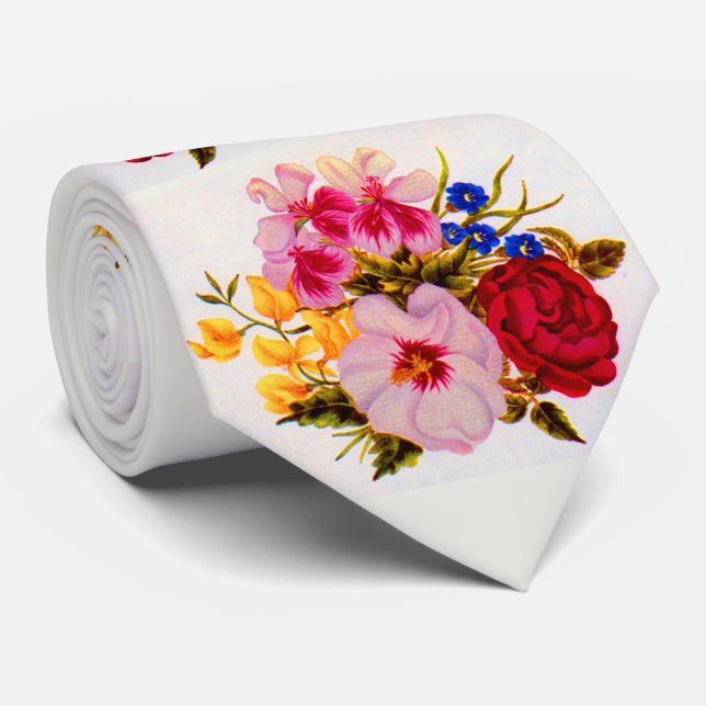 Blumenbouquet-Druck Krawatte (Gerollt)